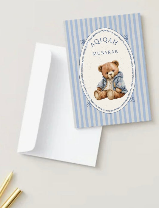 Aqiqah Mubarak Card for Baby Boy | Islamic Greeting Card