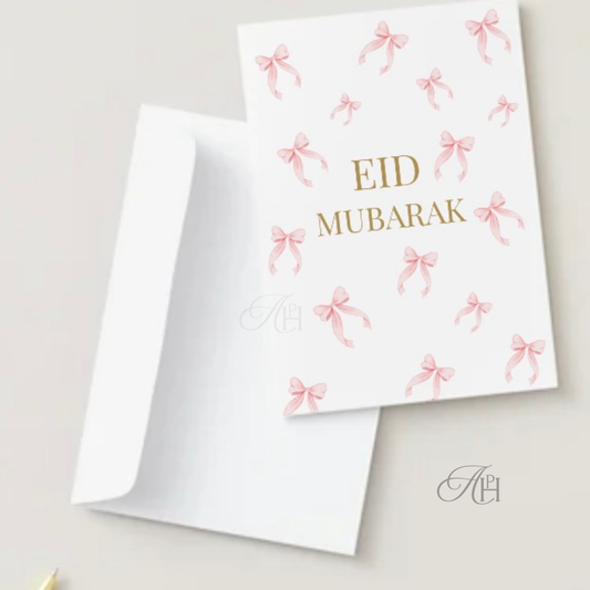 Pink Bow Eid Mubarak card